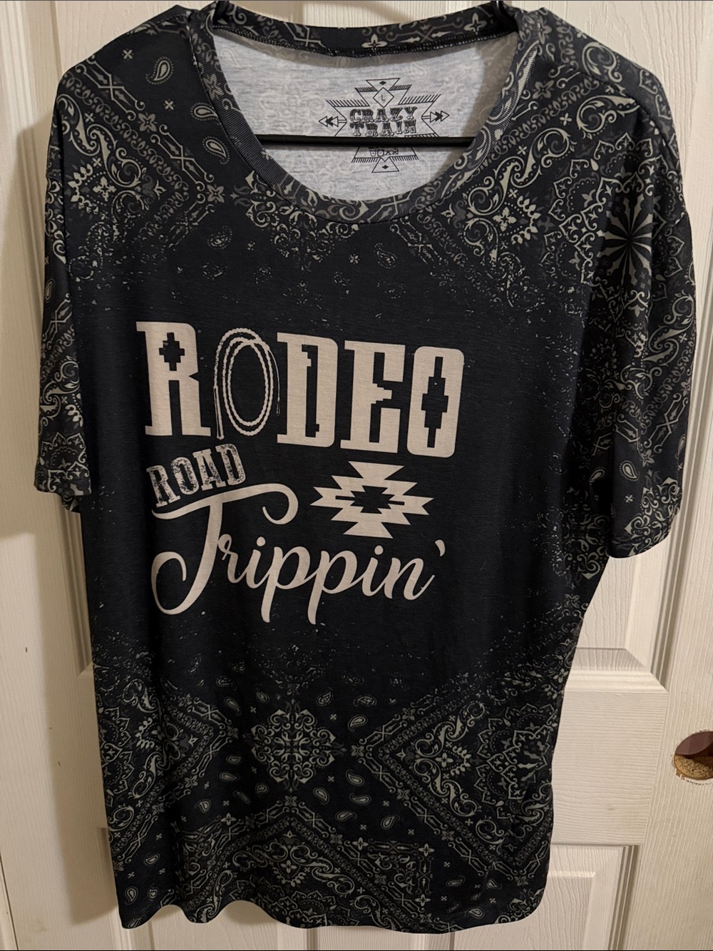 Crazy Train Black Bandana Graphic Tee - Rodeo Road Trippin'